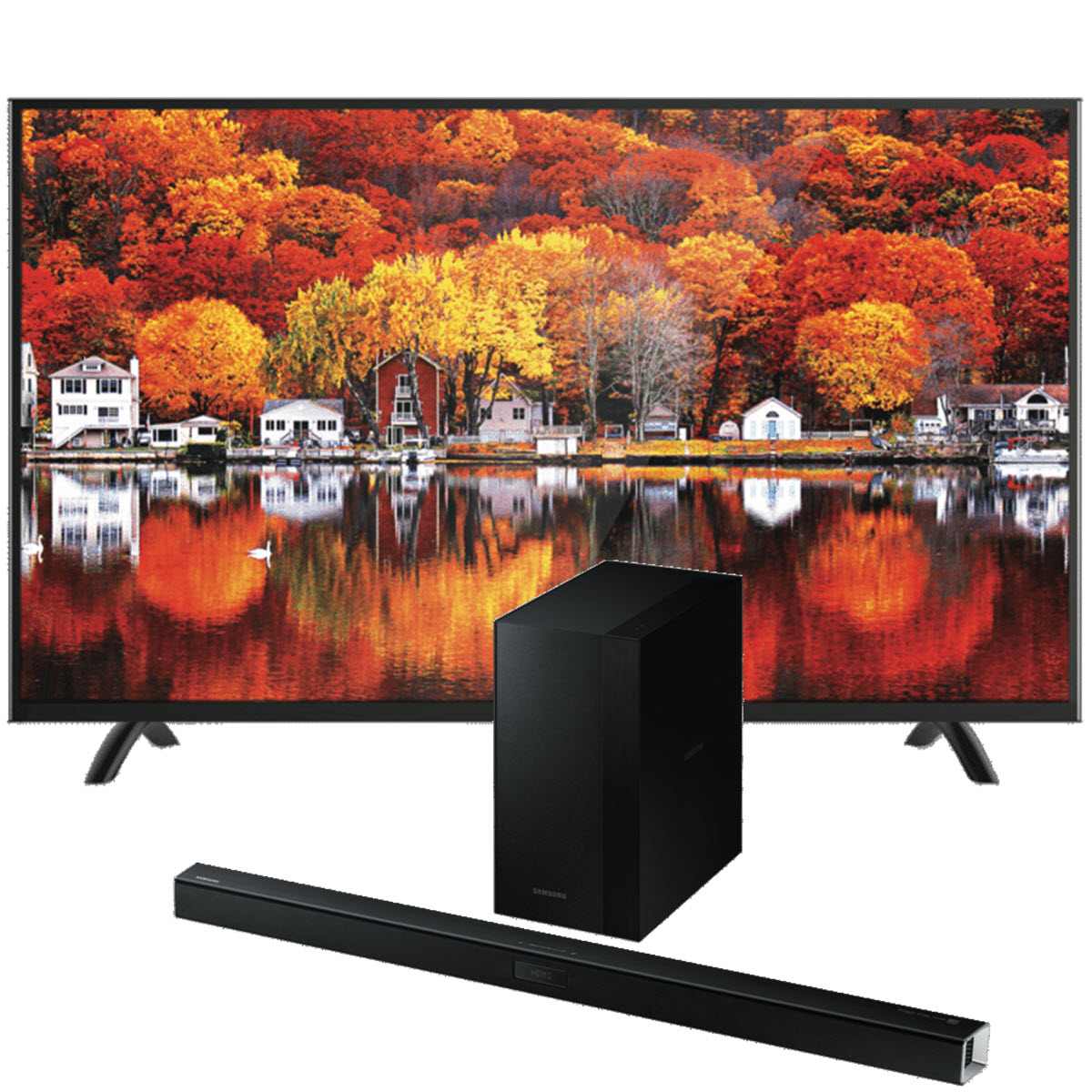 55 inch Smart TV Sound Bar Bundle